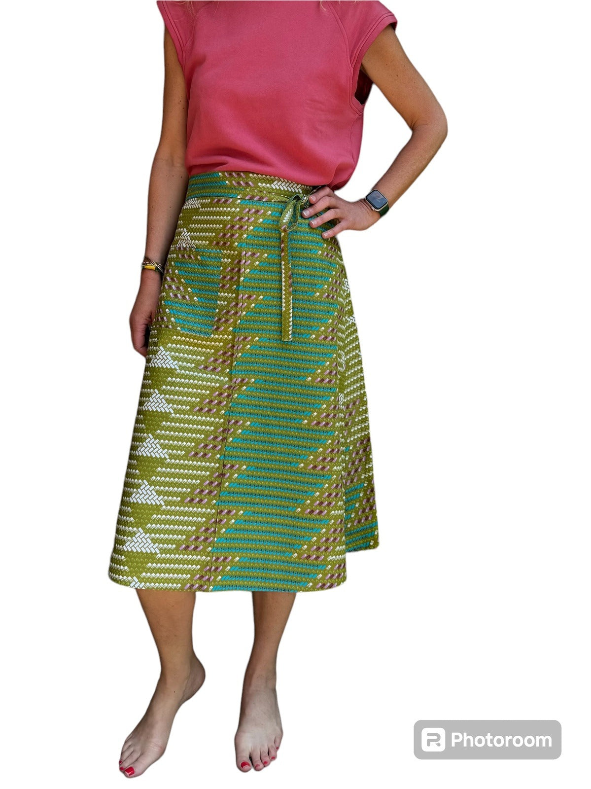 Light Green Brick Midi Wrap Skirt