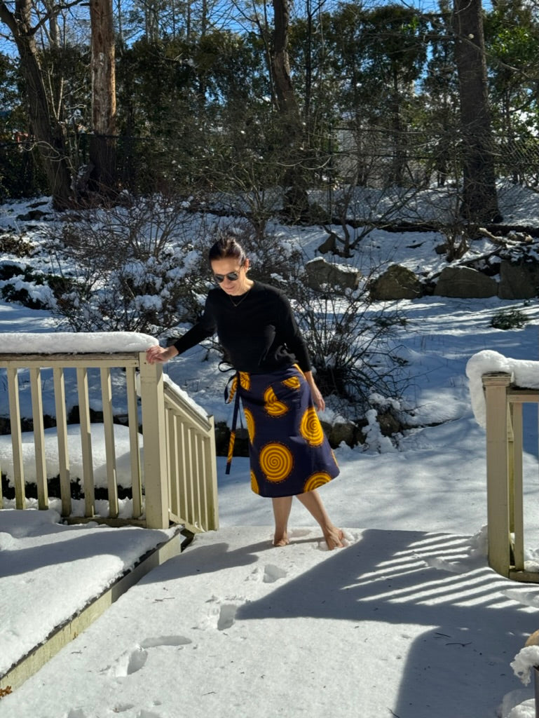 Aline Handmade Van Gogh Midi Wrap Skirt onsēm