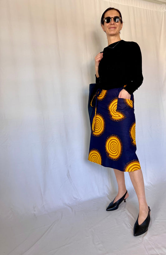 Aline Handmade Van Gogh Midi Wrap Skirt onsēm