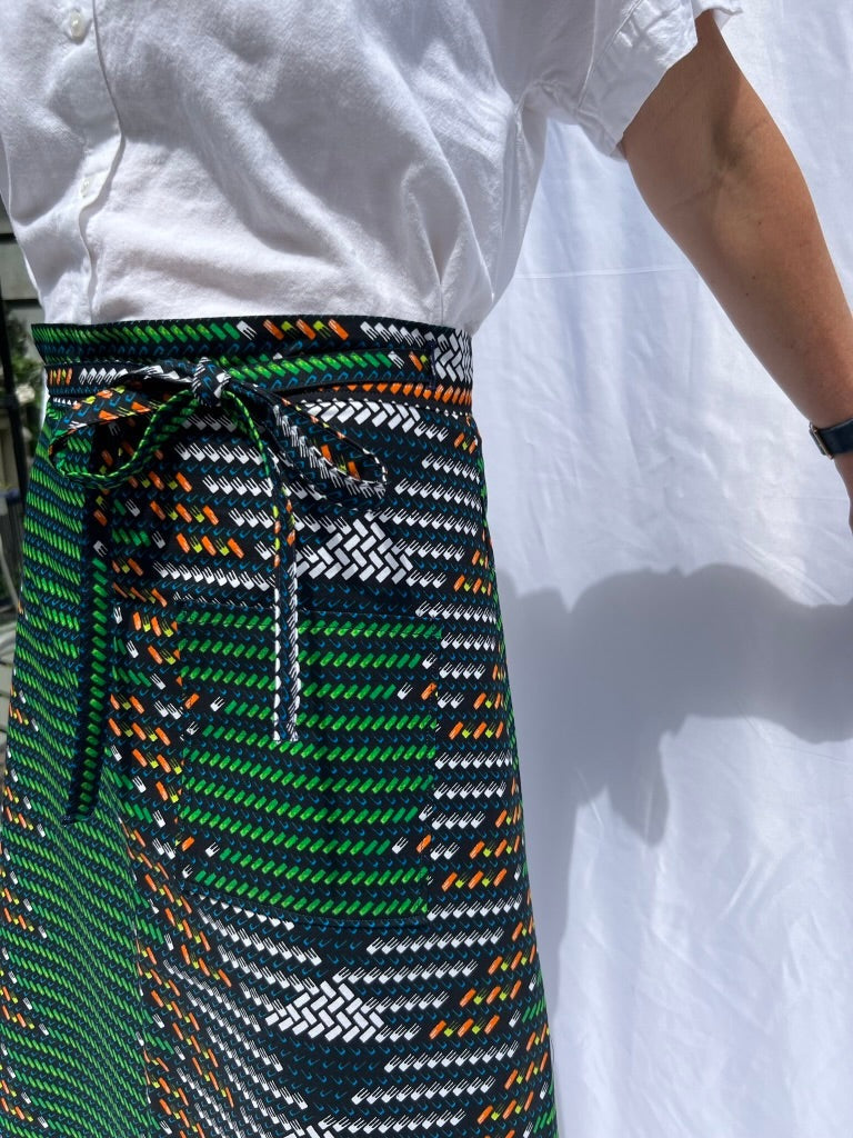 Aline Handmade Dark Green Bricks Midi Wrap Skirt onsēm