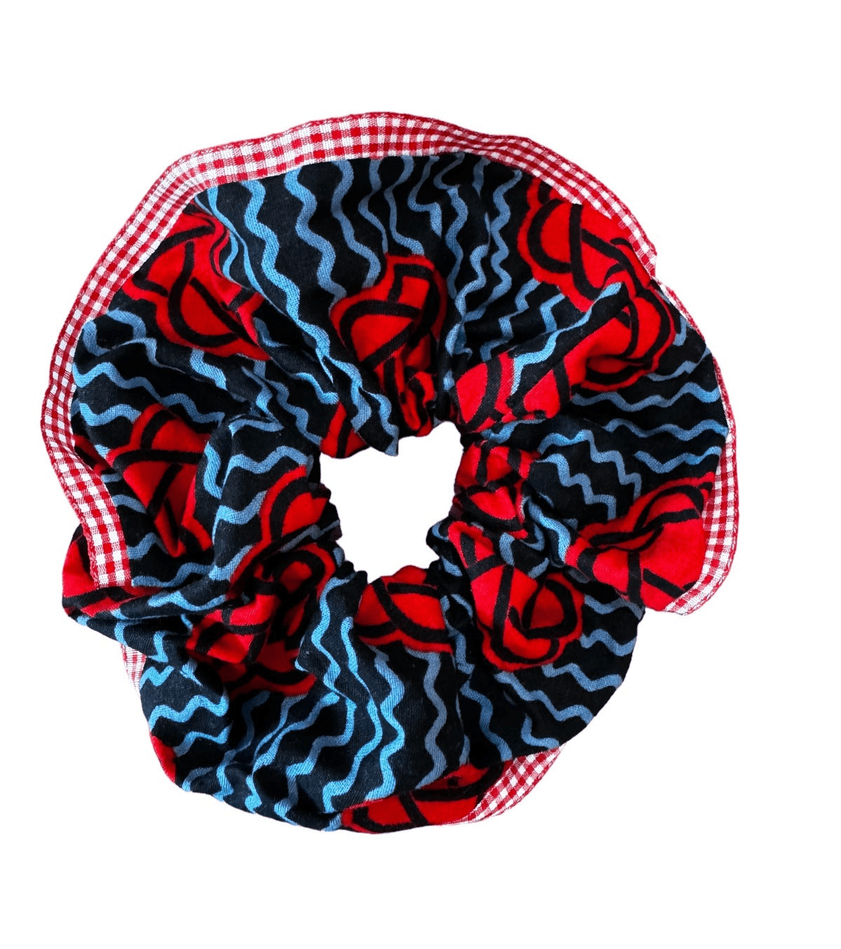 Red & Blue Flowers Oversized Scrunchie