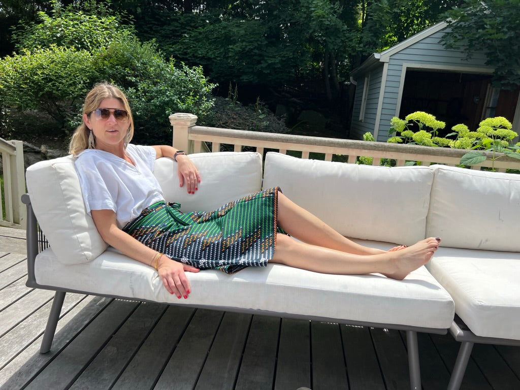 Aline Handmade Dark Green Bricks Midi Wrap Skirt onsēm