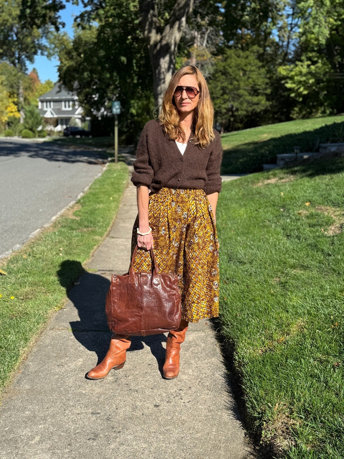 Bronze Harmony Elastic Waist Midi Skirt