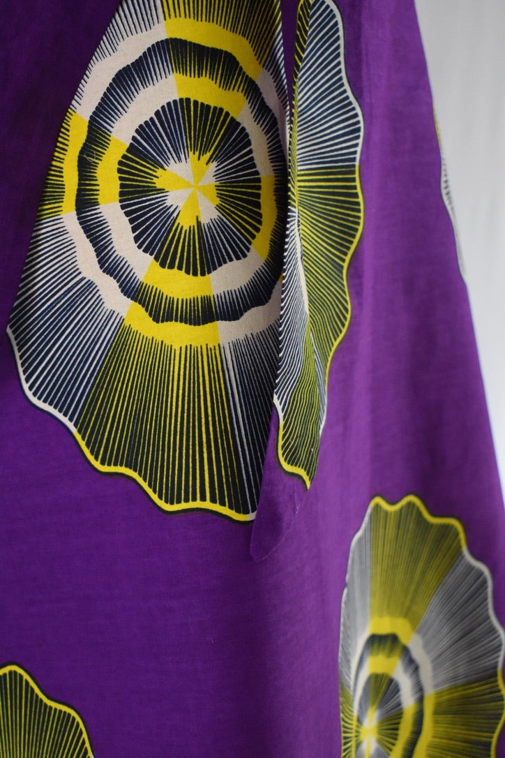 Long Wrap Purple and Yellow Skirt African Print