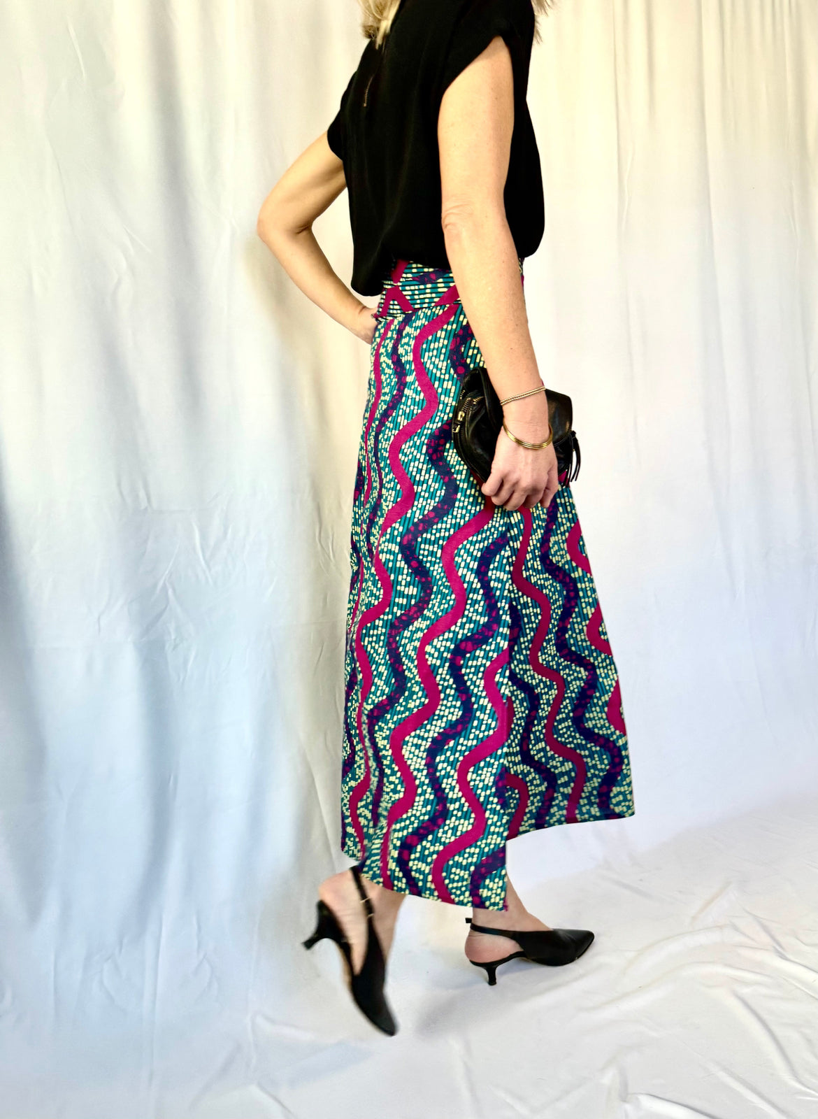 Pink & Purple Ribbon Long Wrap Skirt