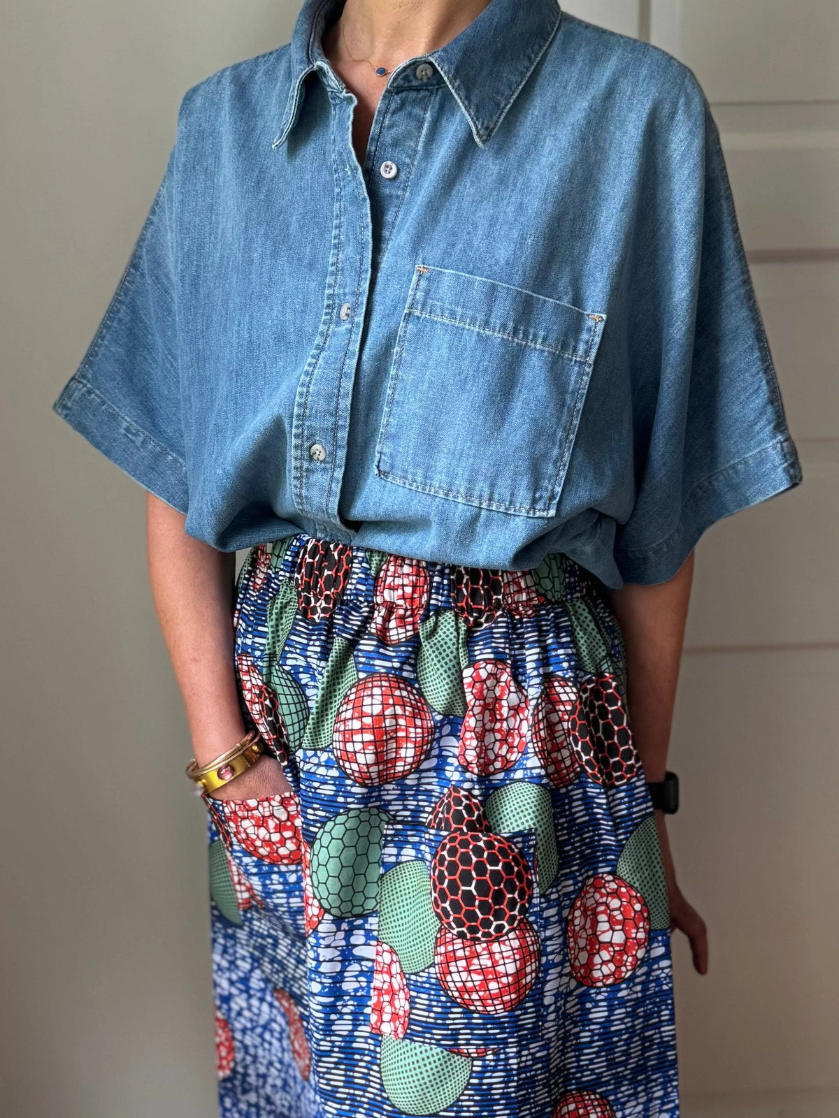 Bulle Elastic Waist Midi Skirt