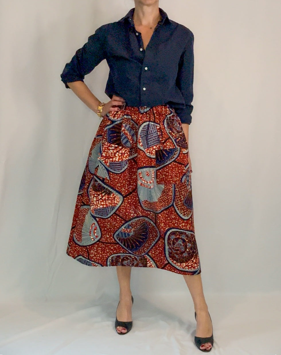 Scarlet Elastic Waist Midi Skirt