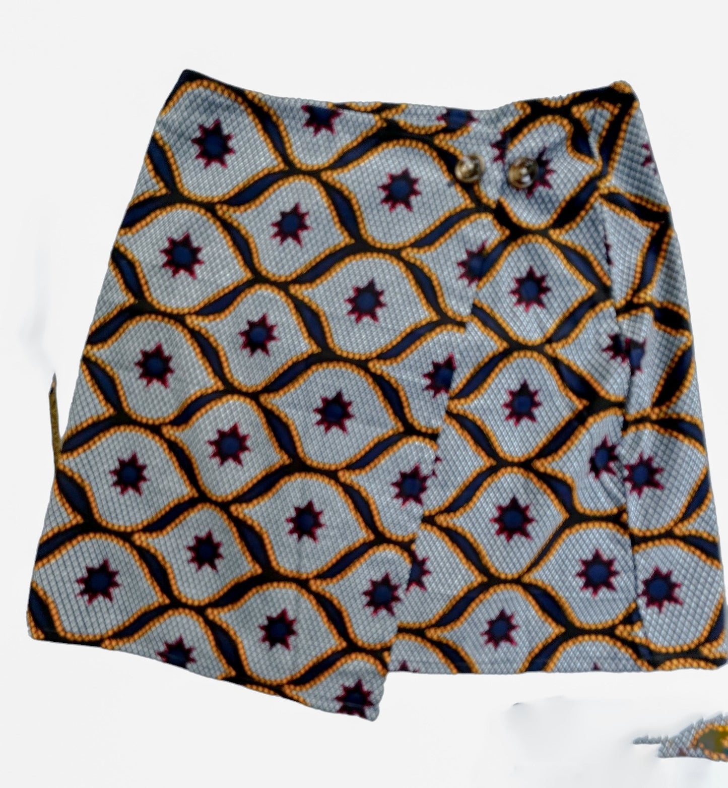 Blue Stars Mini Wrap Skirt with buttons