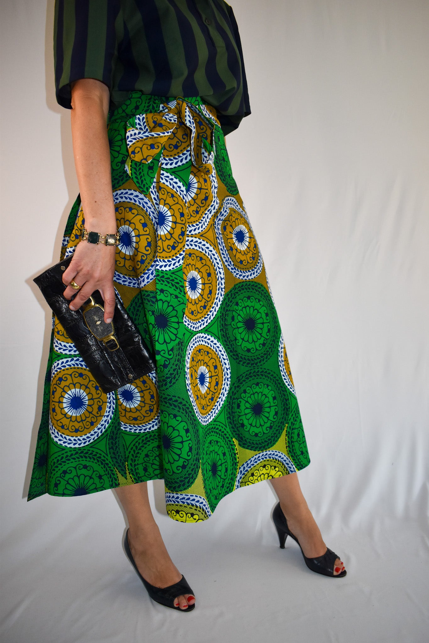 Bright Green Long Wrap Skirt