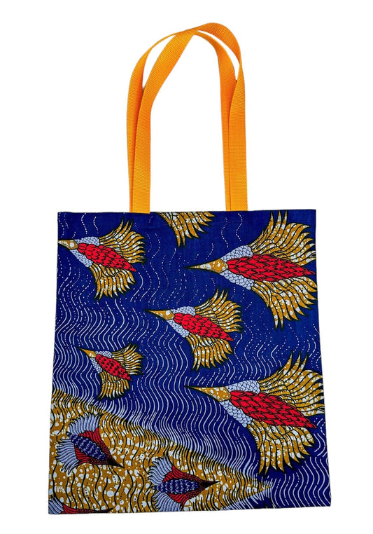 Blue Birds Tote Bag & African Fabric