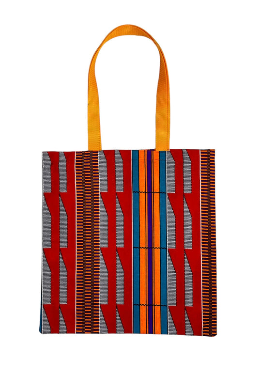 Red Lines Tote Bag & African Fabric