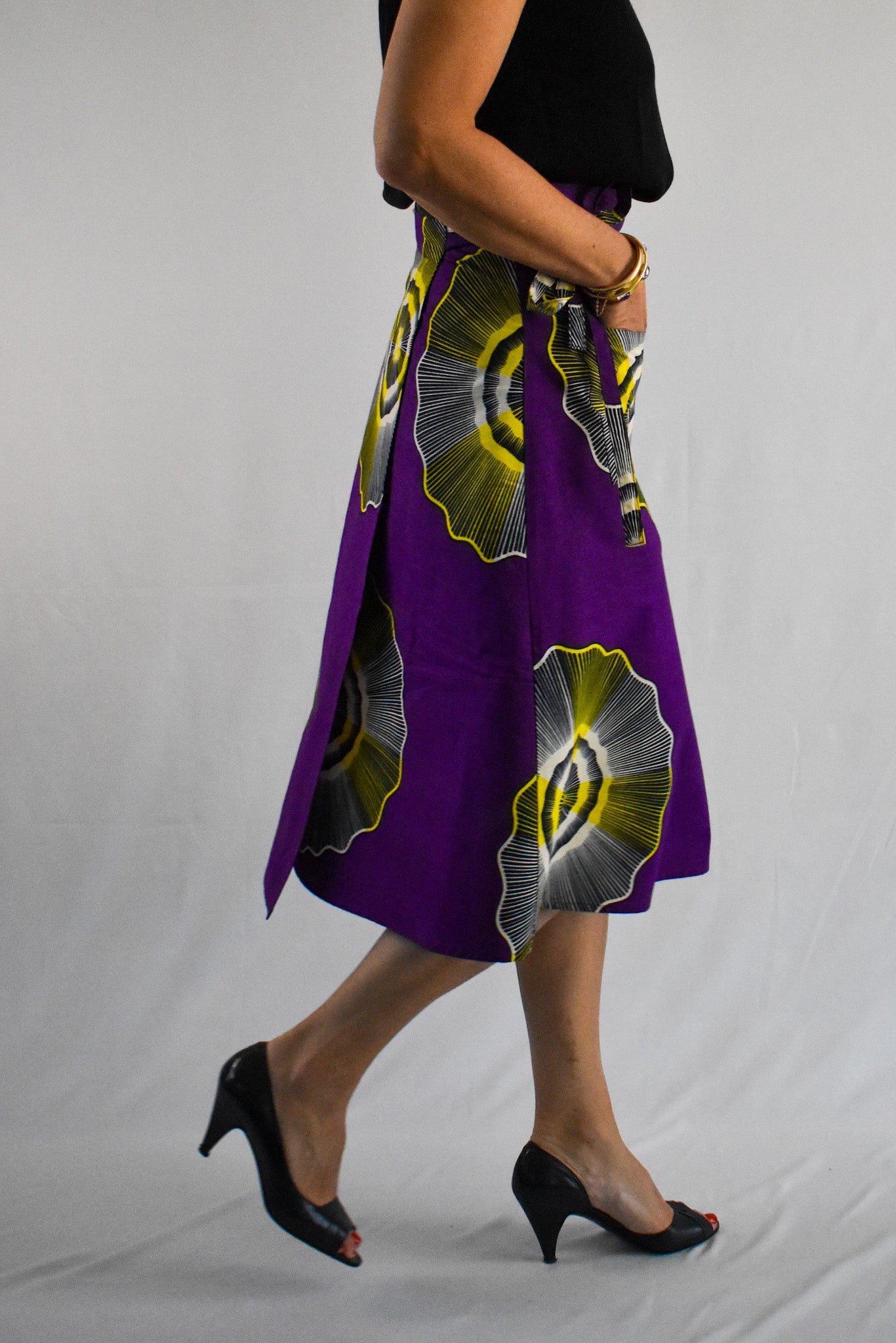 Aline Handmade Purple Midi Wrap Skirt onsēm