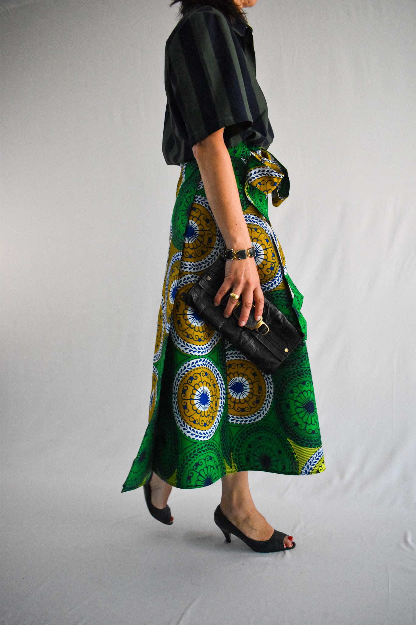 Bright Green Long Wrap Skirt