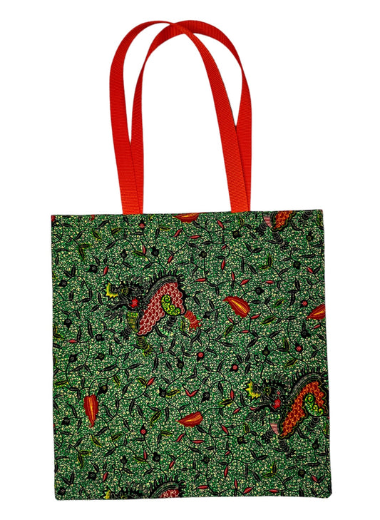 Green Tote Bag & African Fabric