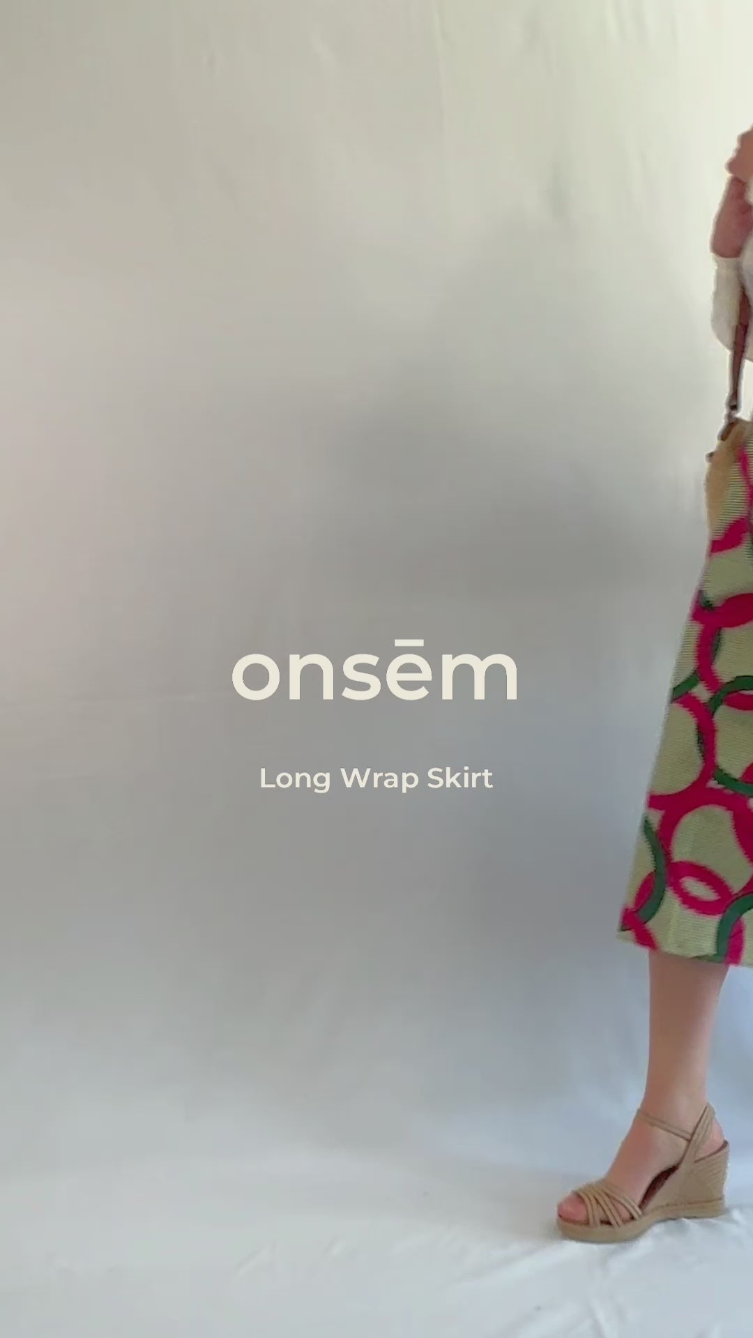 Green & Pink Circles Long Wrap Skirt