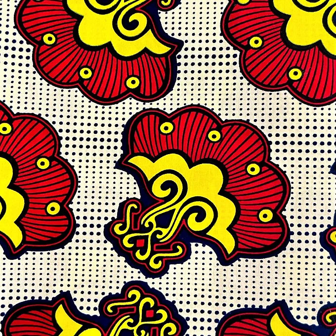 Red & Yellow Elastic Waist Midi Skirt