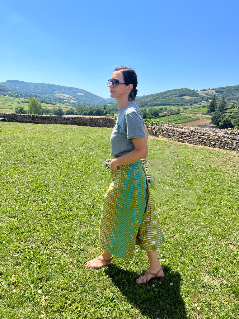 Light Green Brick Long Wrap Skirt