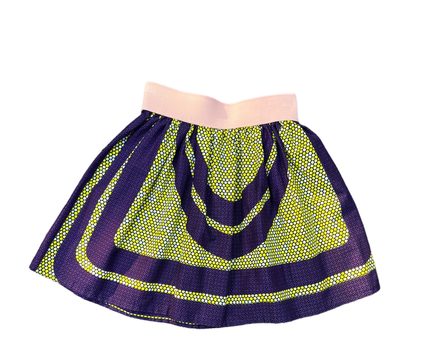 Purple and yellow elastic mini skirt African print