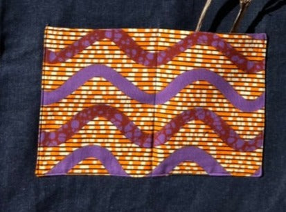 Denim Tote with Orange & Lilac African Print