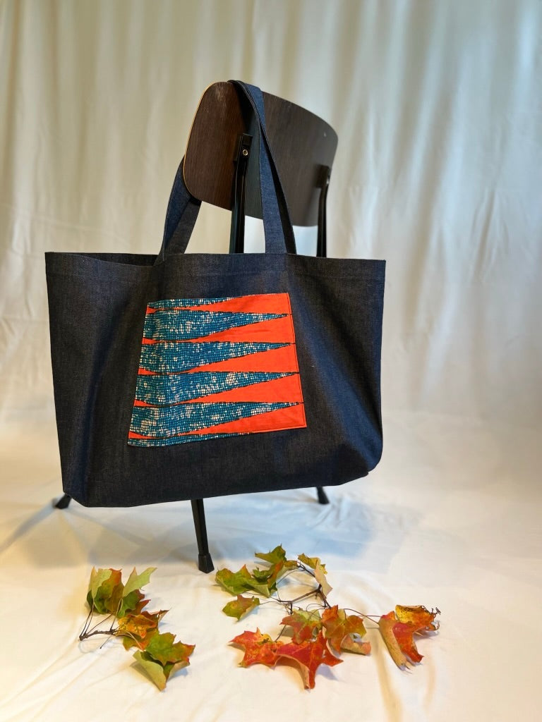 Denim Orange Great Big Bag African Print