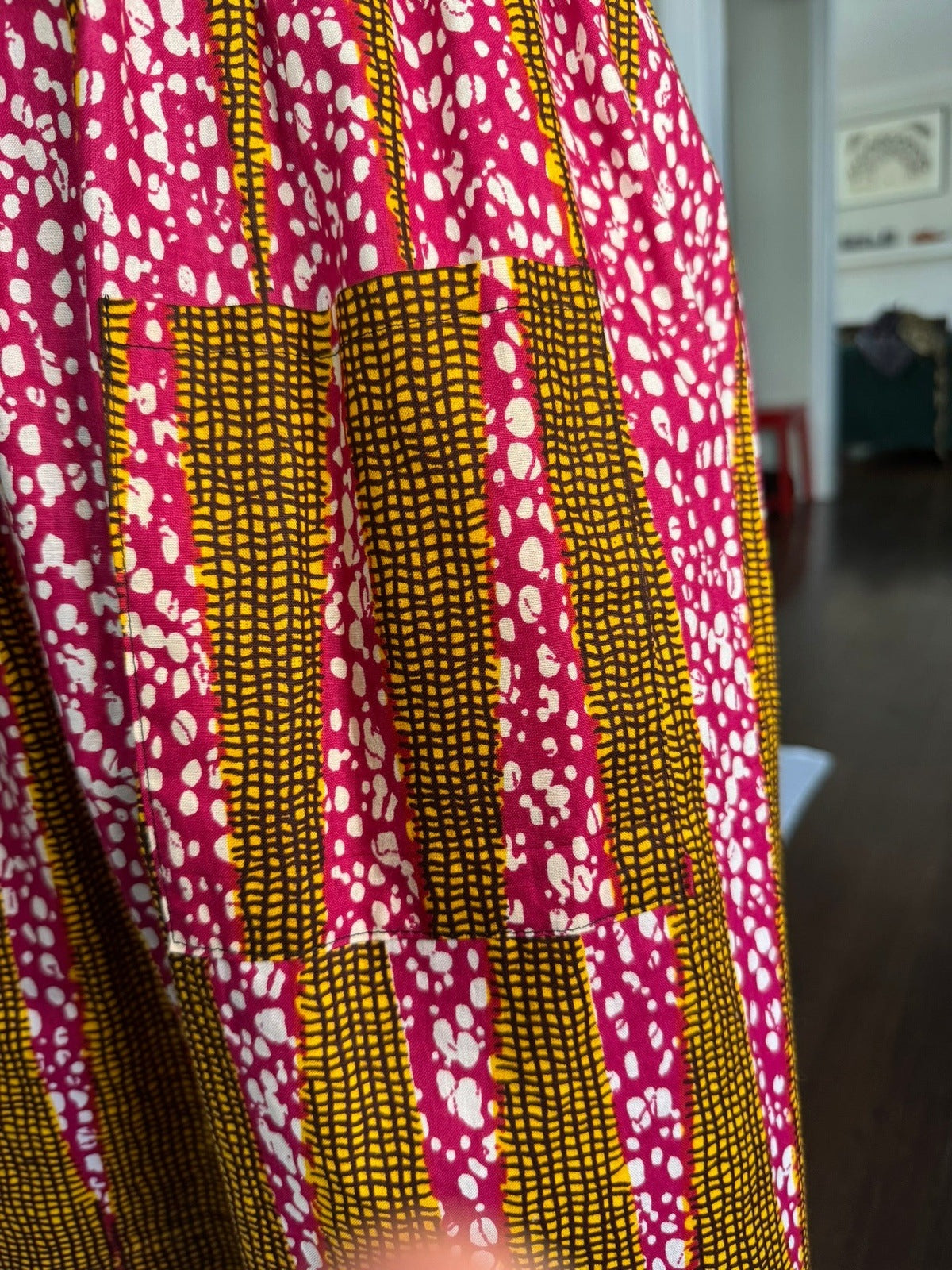 Pink and Gold Midi Skirt African Print