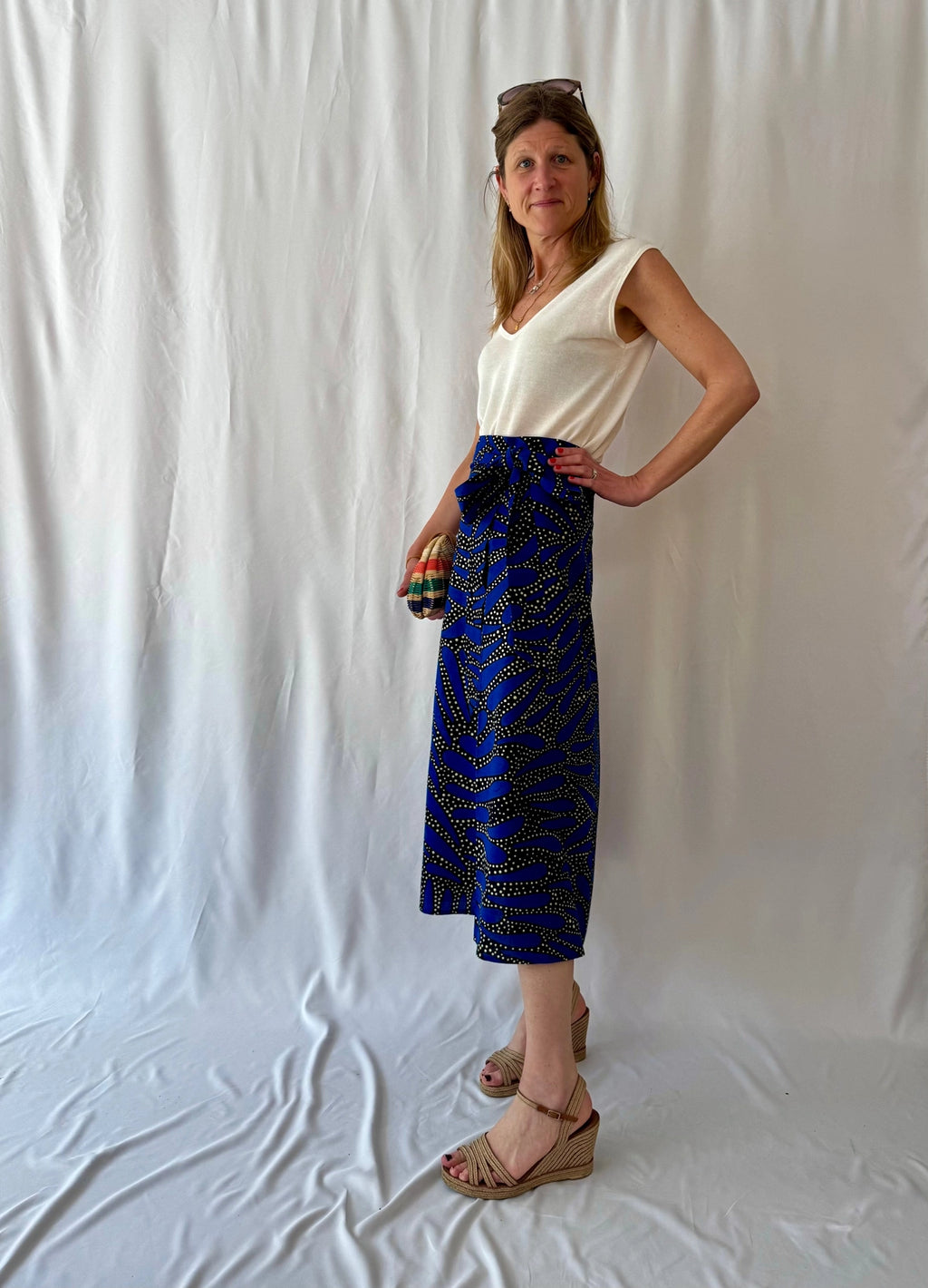 Indigo Flow Long Wrap Skirt