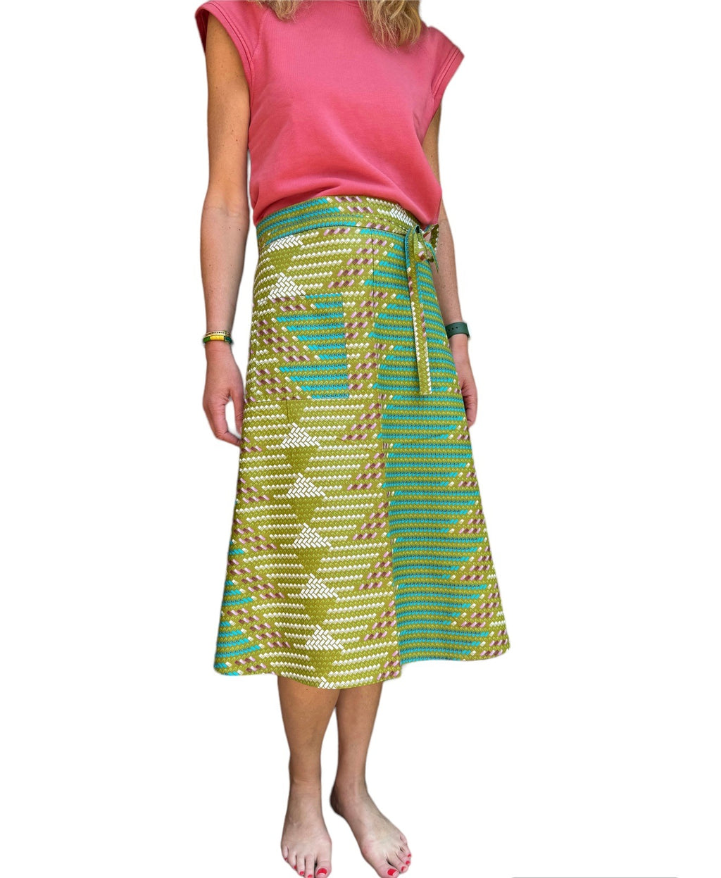 Light Green Brick Midi Wrap Skirt