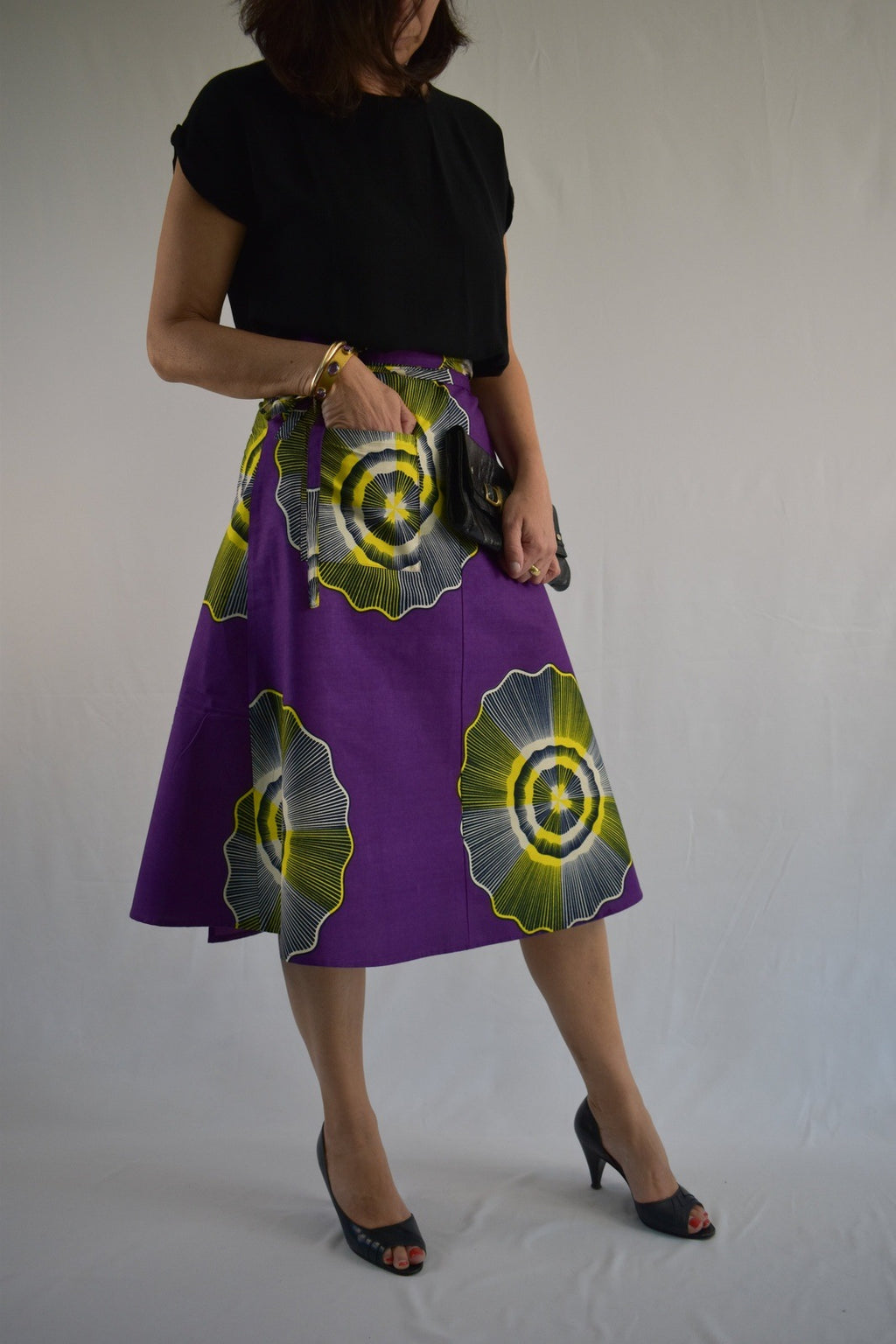 Aline Handmade Purple Midi Wrap Skirt onsēm