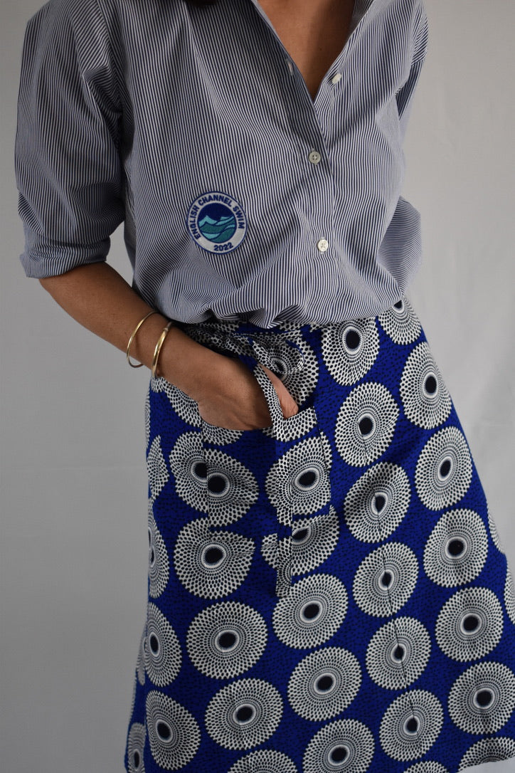 Aline Handmade Bright Blue Midi Wrap Skirt onsēm