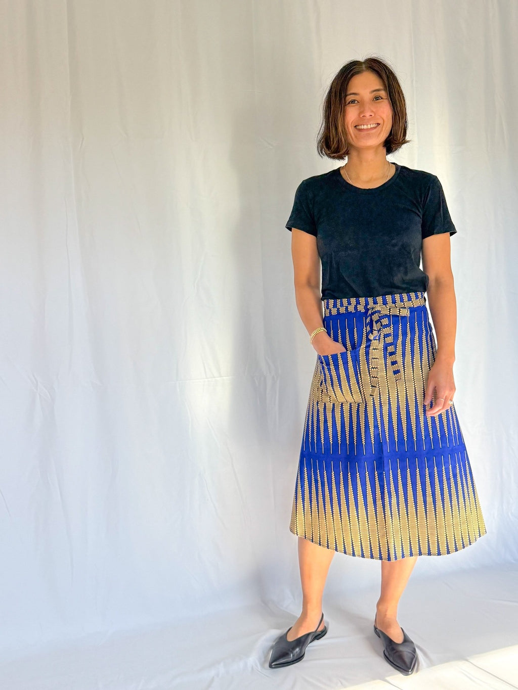 Electric Blue Cadence Midi Wrap Skirt