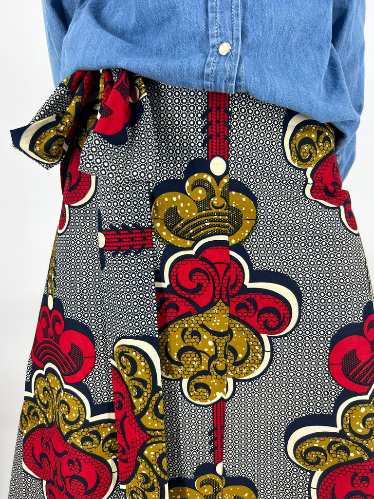 Raspberry & Olove African print Long wrap close up knotted Belt