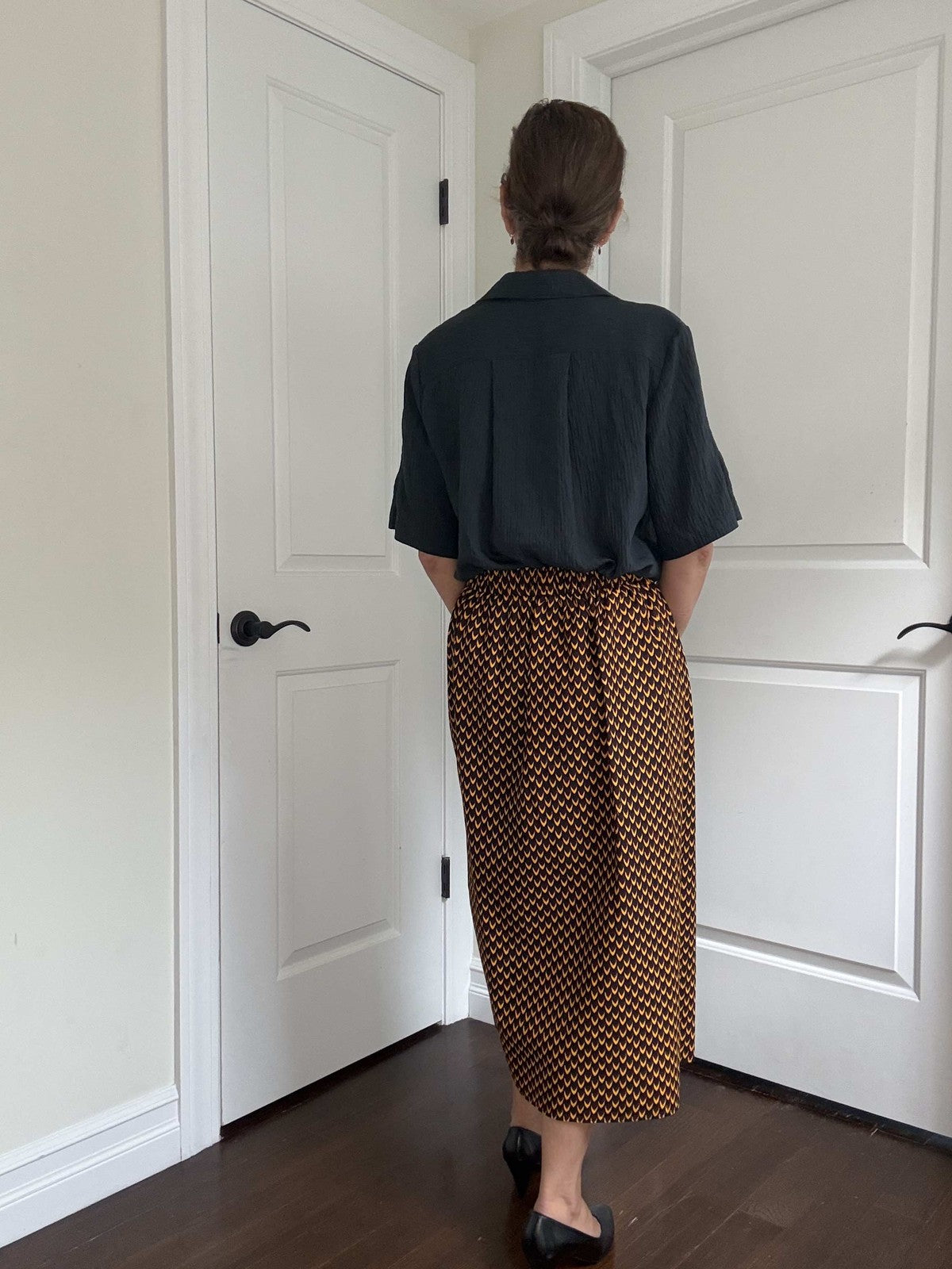 The Origin | Midnight Petals | Elastic Waist Midi Skirt (Copy)
