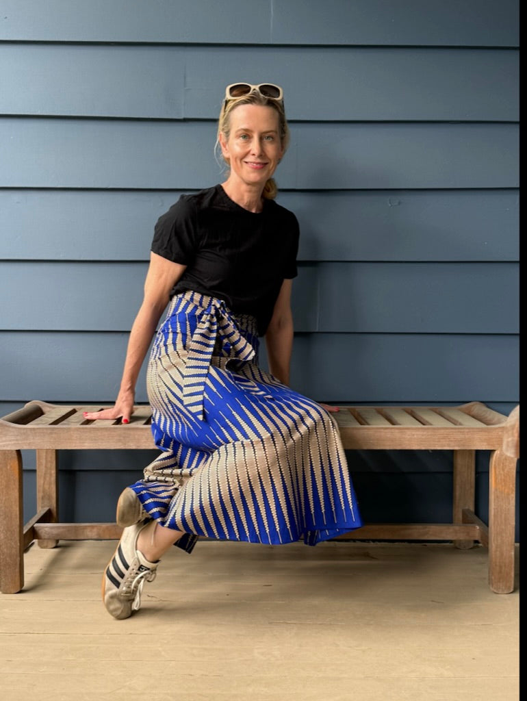 Electric Blue Cadence Long Wrap Skirt