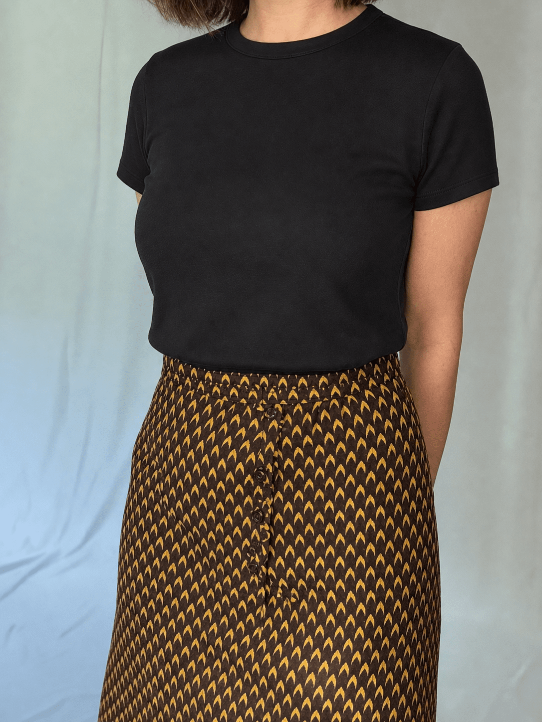 Midnight Petals Midi Wrap Skirt
