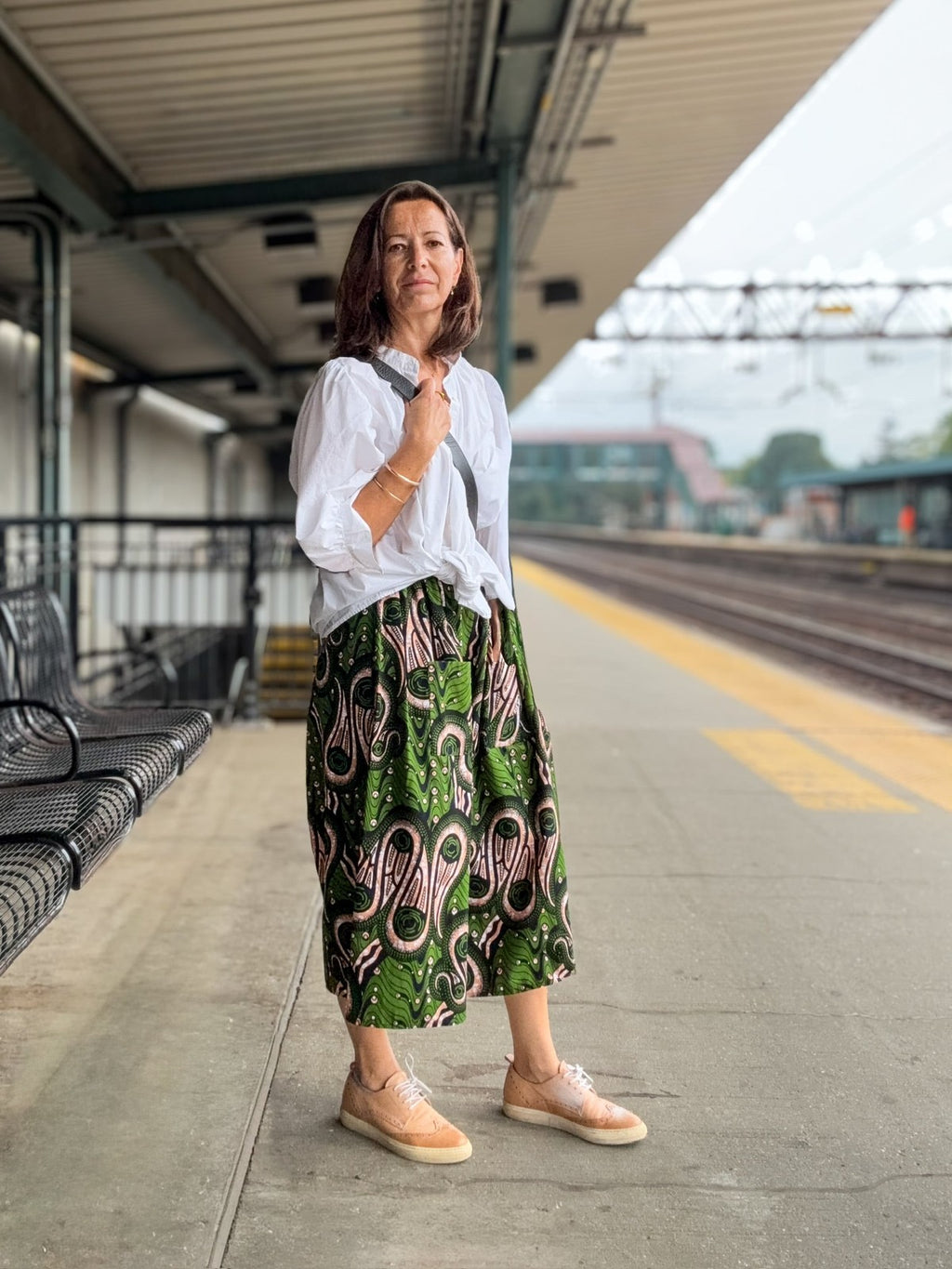 Verde Royale Elastic Waist Midi Skirt