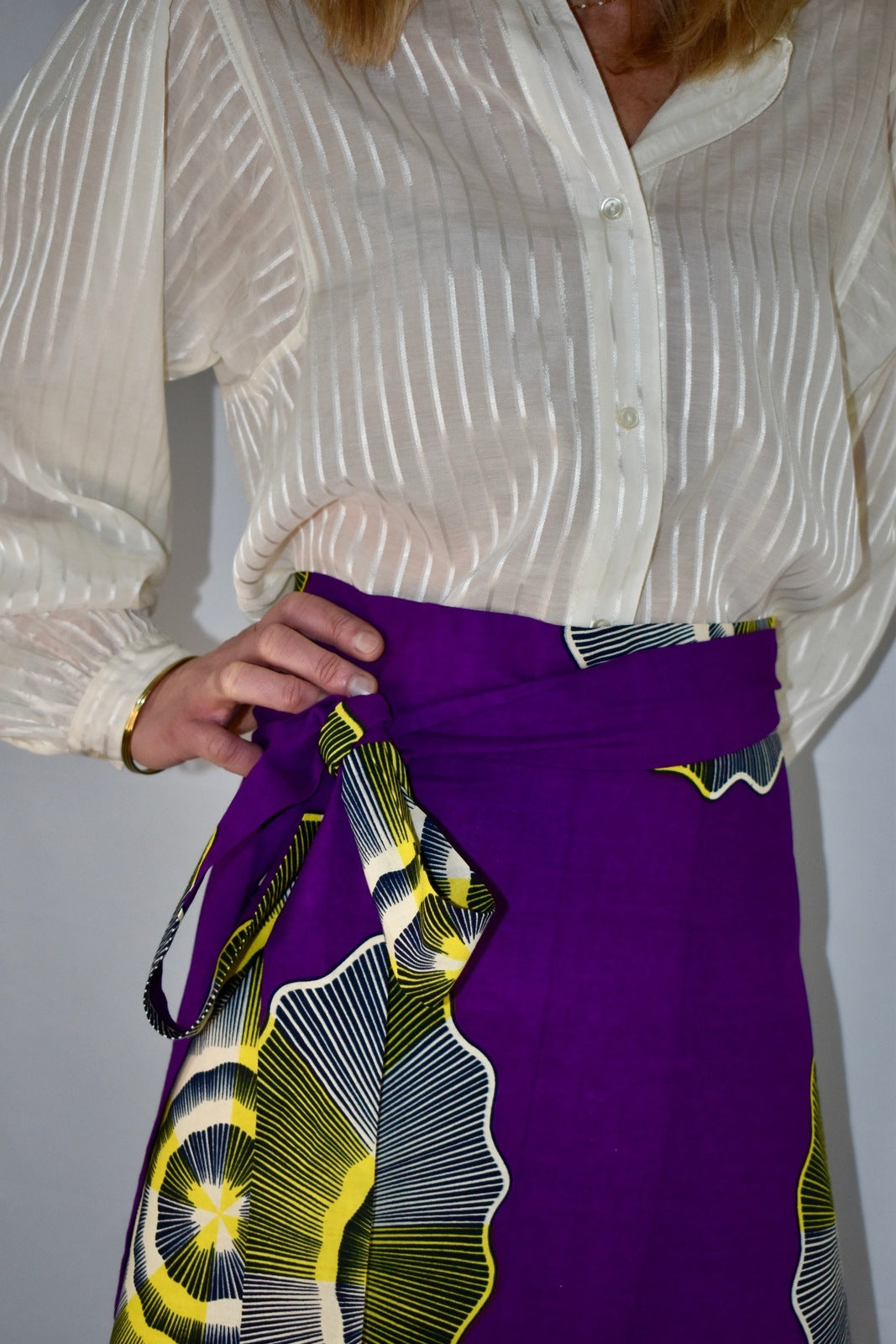 Long Wrap Purple and Yellow Skirt African Print