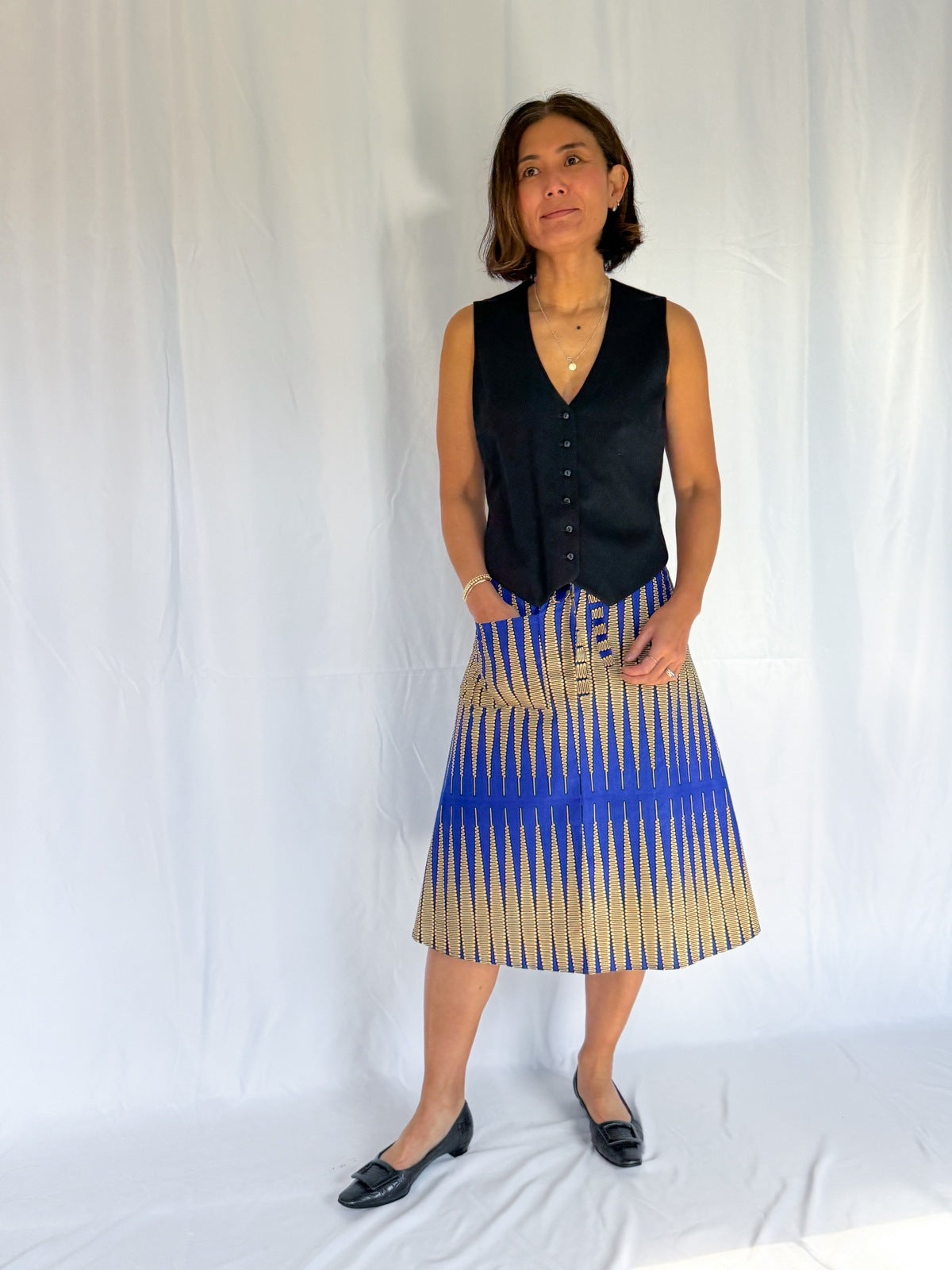 Electric Blue Cadence Midi Wrap Skirt