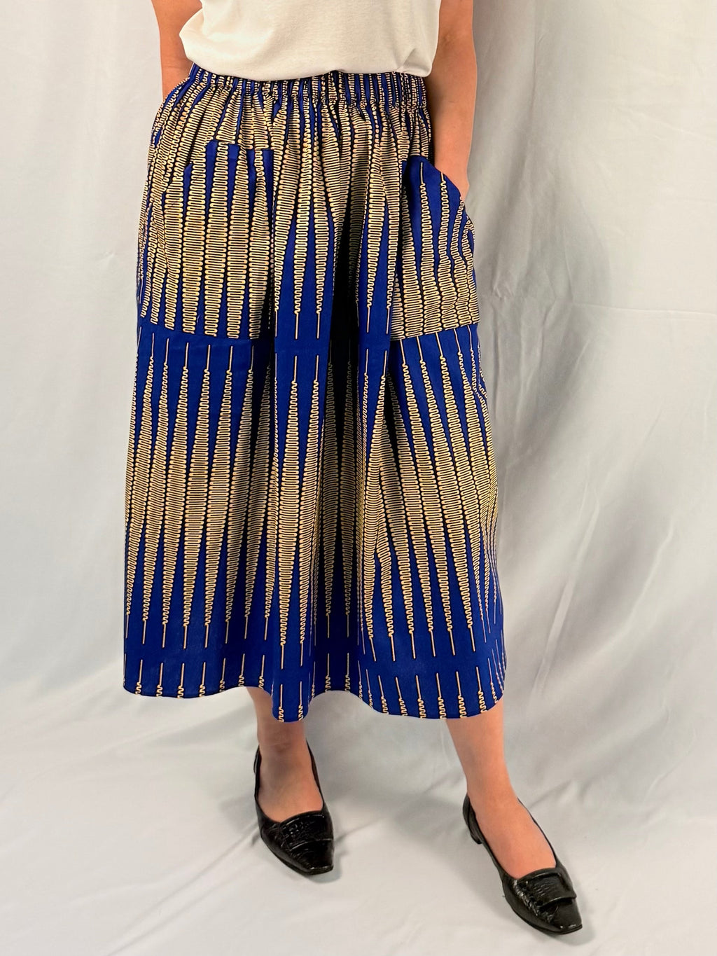 The Origin | Electric Blue Cadence | Elastic Waist Midi Skirt