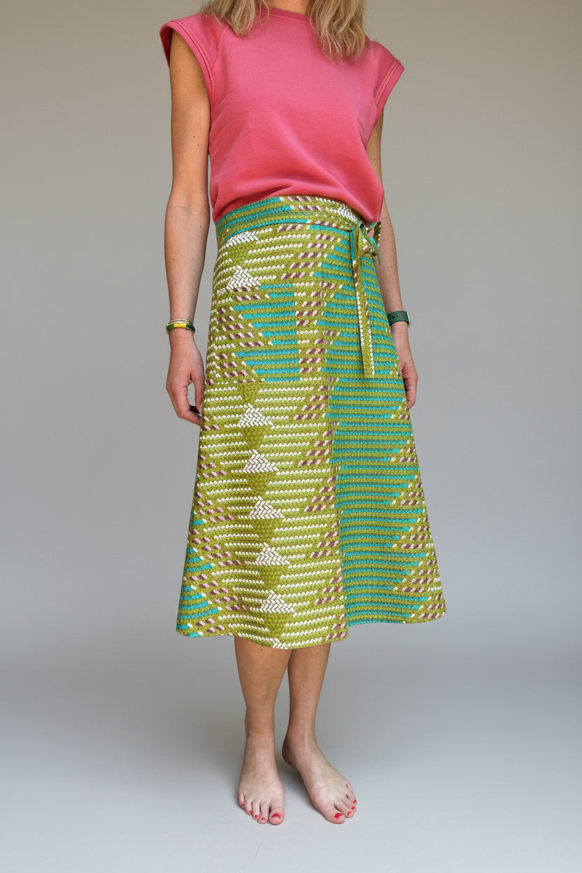 Light Green Brick Midi Wrap Skirt