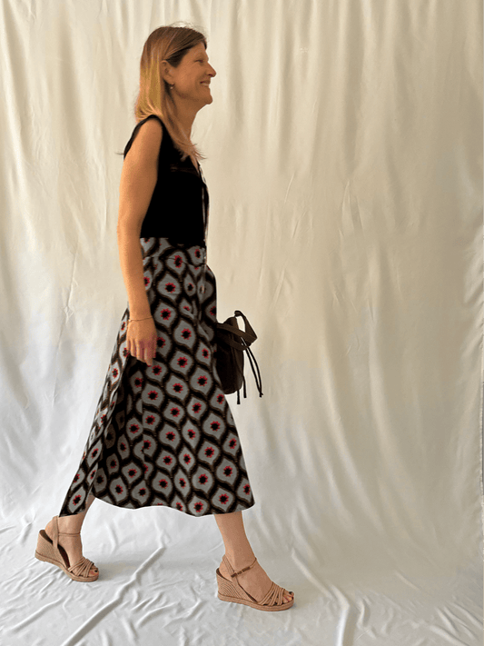 Red Stars Blue Long Wrap Skirt