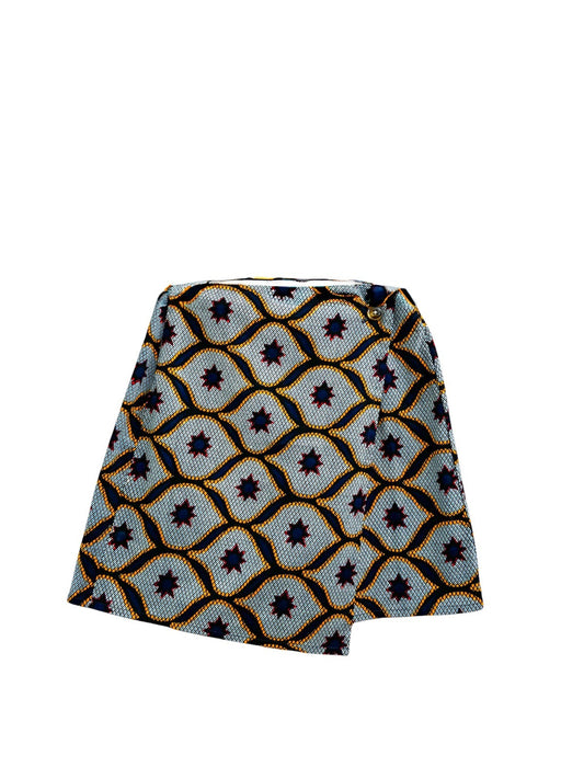 Blue Stars Mini Wrap Skirt with Ties