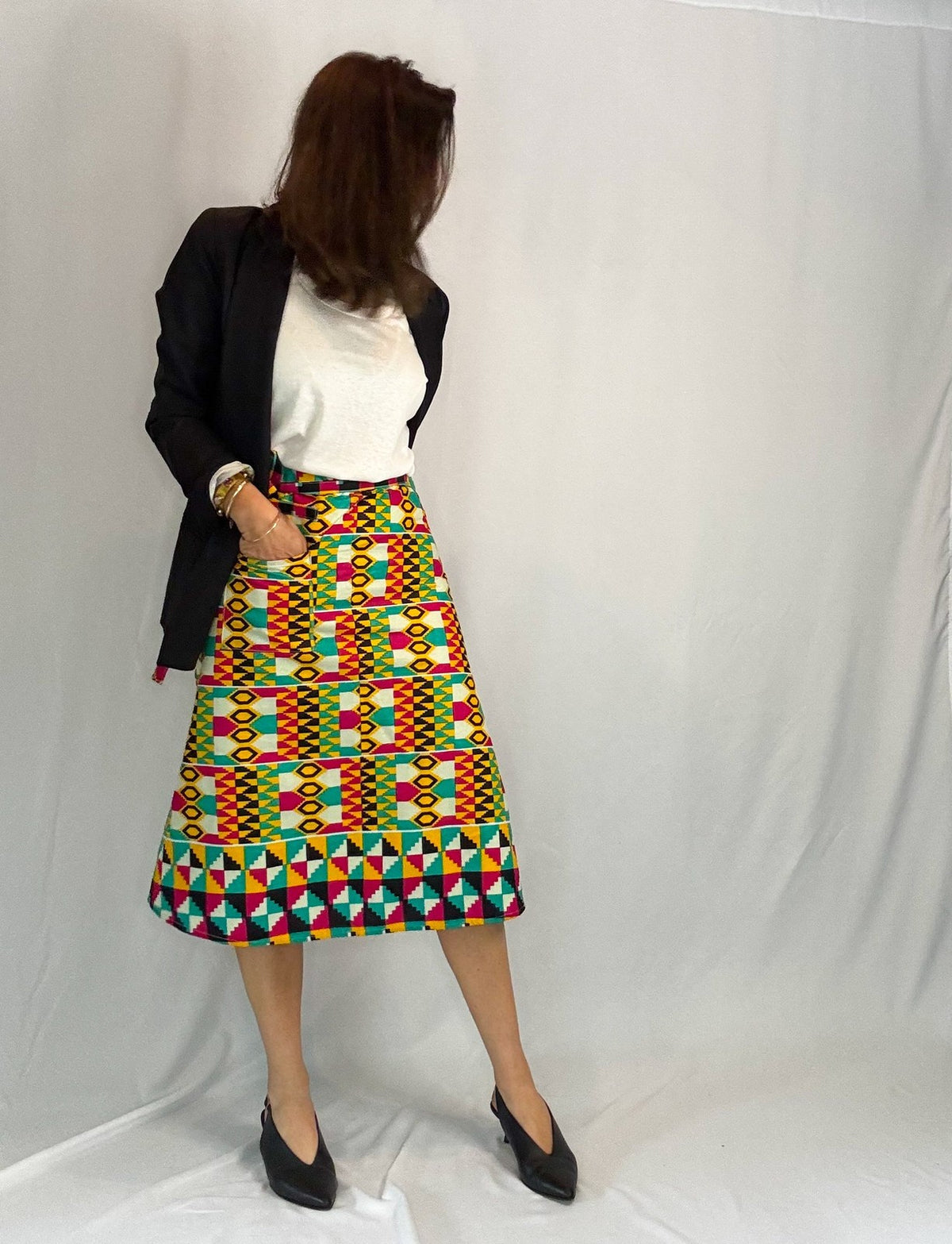 Mosaic Midi Wrap Skirt