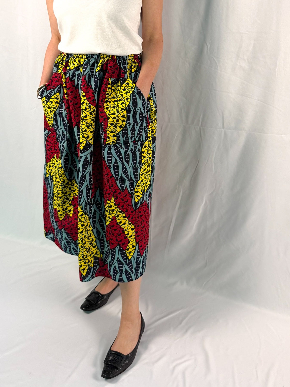 The Origin | Lush Leaf  | Elastic Waist Midi Skirt