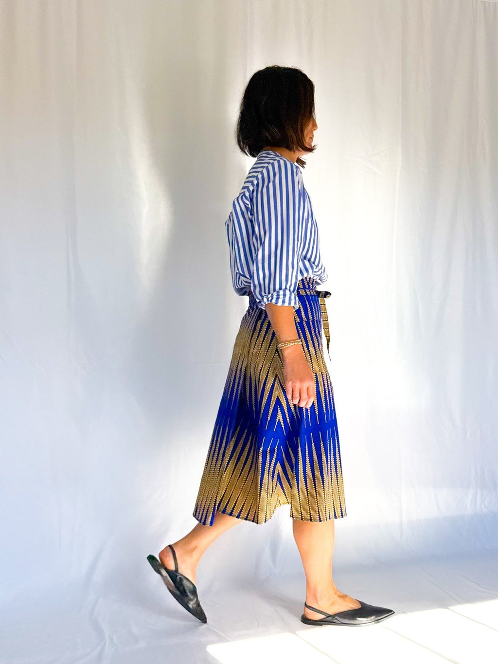 Electric Blue Cadence Midi Wrap Skirt