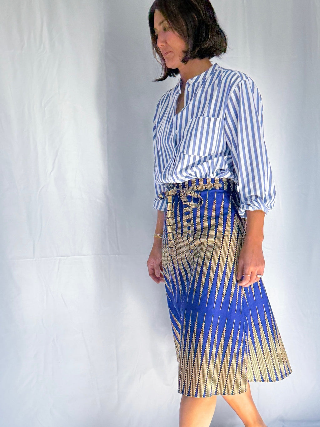 Electric Blue Cadence Midi Wrap Skirt