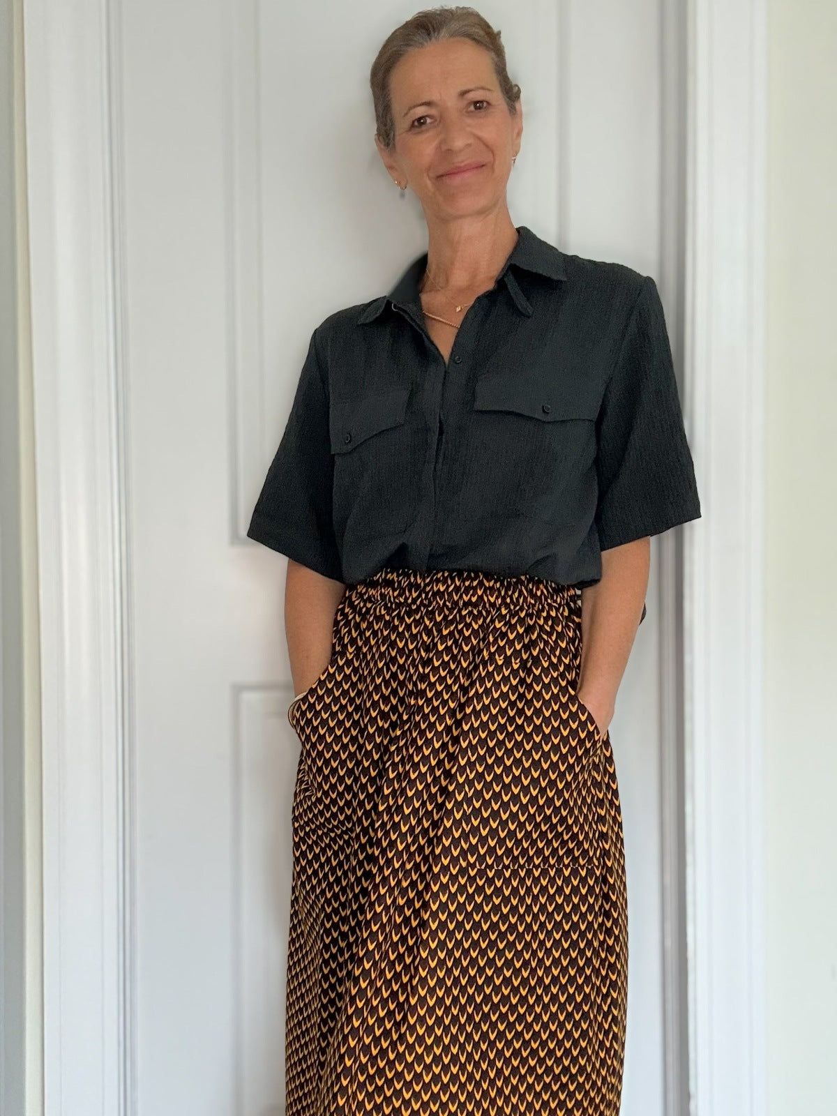 The Origin | Midnight Petals | Elastic Waist Midi Skirt (Copy)