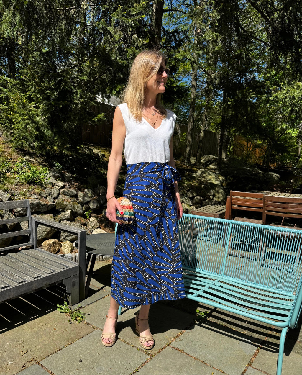 Indigo Flow Long Wrap Skirt