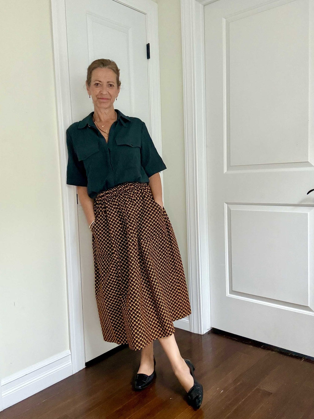 The Origin | Midnight Petals | Elastic Waist Midi Skirt (Copy)