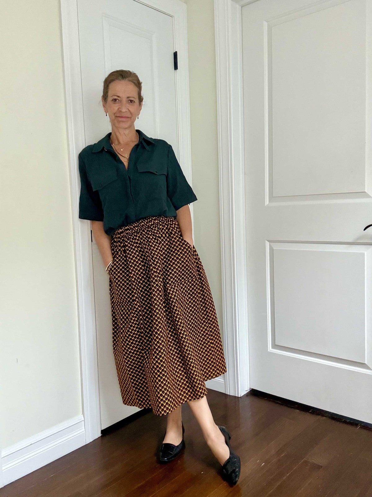 The Origin | Midnight Petals | Elastic Waist Midi Skirt (Copy)