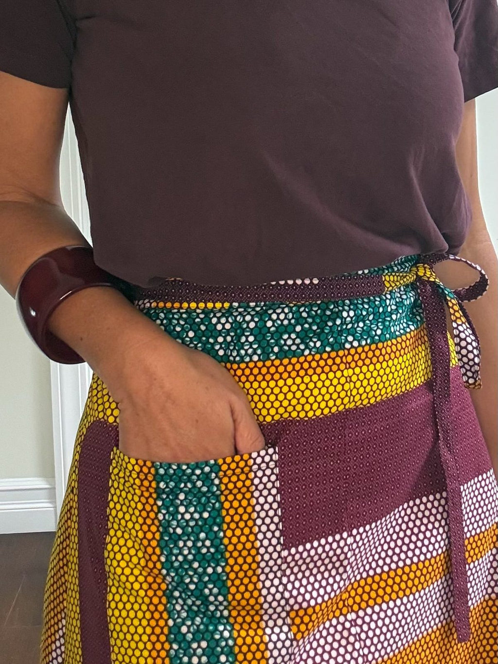 Savannah Wave Midi Wrap Skirt